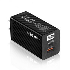 핸드폰충전기 탄소 섬유 충전기 갈륨 질화물 65W QC3.0 고속 PD 노트북 각기 다른 국가 및 지역에 적합, 03 black US, 1개