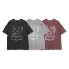 피그먼트 캠핑 그래픽 오버핏 반팔티 3color