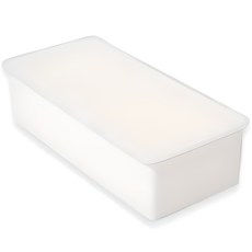 排水方形餐具容器+蓋子, 象牙白, 1組