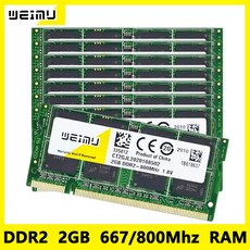 DDR2 노트북 메모리 램 667 800Mhz PC2 5300 6400 200 핀 1.8V 언버퍼드 업그레이드 Sodimm RAM, DDR2 2GB 667 x10Pcs, 10개