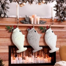 크리스마스 양말 연말 트리 산타양말 겨울양말 성탄절 쿠메 3pcs 반려묘 스타킹 대형 니트 보호 고양이 파티용 행잉 벽난로 선물 장식 생선 가족 휴일 파티 장식용