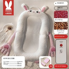 신생아 안심 수면 침대 아기 구토 방지 설계 안전한 경사 토닥토닥 자동 추천 필수품 유아, (7A항균) 핑크토끼 + 슬로프 패드