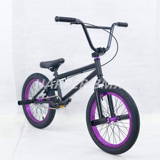 GTD 비엠엑스 BMX 자전거 18인치 묘기 익스트림 연습 입문용 스턴트 자전거, 01 블랙+퍼플
