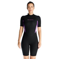 남성용 따뜻한 반팔 점프수트 다이빙 세트 야외 서핑 방한 수영 스노클링 세트 다이빙 1.5mm, [04] women-violet