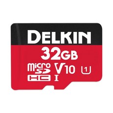 Delkin Devices 32GB 마이크로 SDHC 메모리 카드 어댑터 포함 - 100MB/s 읽기 30MB/s 쓰기 UHS-I (U1 V10), 1개