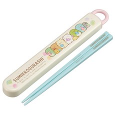 스케이터Skater 도시락 수저통세트 젓가락 16.5cm 어린이용 가공 스밋코구라시 모구라시의 집 열기 쉬운 슬라이드식 ABS2AMAG-A, 1개