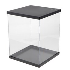 STK 아크릴 디스플레이 케이스 카운터 탑 박스 큐브 스토리지 주최자 쉬운 핸들 w/ LED, 21x21x27cm, 클리어
