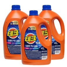 테크 딥클린 엑스퍼트 액체세제 일반 용기, 4L, 3개