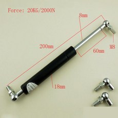 스트럿바 60mm 스트로크 20kg/200n 포스 자동 가스 스프링 댐퍼 볼 스트럿 충격 리프트 소품 자동차 M8 200mm, 13510, 1개