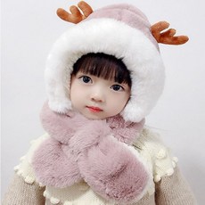 리브핏 겨울 루돌프 아동 목도리 모자 유아 방한 털 모자