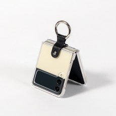 본아띠 갤럭시 Z플립3 제트플립3 천연소가죽 고리 링 투명 케이스