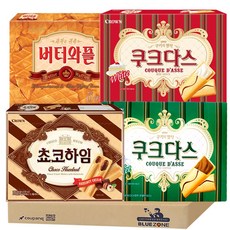 [블루존] 크라운 대용량 과자 세트 1170g (쿠크다스화이트 285g+커피 285g+초코하임 284g+버터와플 316g), 1개