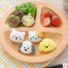 이홈베이킹 강아지 고양이 주먹밥틀 + 펀치 2p, 혼합 색상, 1세트