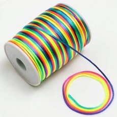 영국직배송 â YYW â 2mm 100야드/PC25 혼용 컬러 나일론 비딩 스트링 매듭 끈 모조 나일론 나사산 가죽 코드 나사산(멀티컬러), 단일옵션