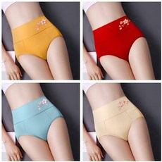 금빛지니 여성힙업팬티 쑥향초 항균 4스틱 장중함 여자 순면 코튼 엄마 3D 플라워 프린트 배쏙 빅사이즈