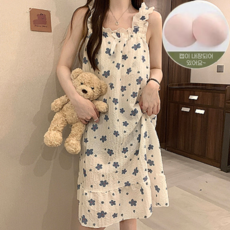 브라캡내장 인견여름잠옷 지지미 홈웨어원피스잠옷 파자마