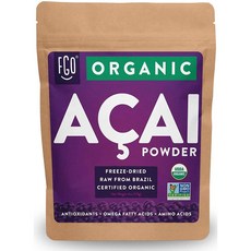 FGO 미국직구 ACAI 파우더(냉장 건조) 4oz 가능한 크래프트백 100% 생 슈퍼푸드 베리, 사이즈, 1개