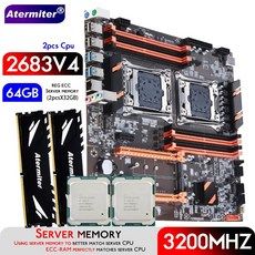 Atermiter 듀얼 X99 메인 보드 호환 LG A 2011-3 XEON E5 2683 V4 x 2 2개 X 32GB 64GB DDR4 3200MHz 서버 메모리 콤보 키트