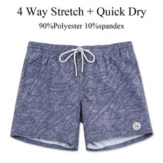 SURFCUZ 남성용 속건성 수영 트렁크프린트 비치 보드 반바지메쉬 안감 수영 영 반바지, 05 4 Way Stretch_01 S
