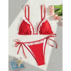 마리아라벨라 열렬한 핑크 화끈한 섹시 비키니 수영복 여자 수영복 세트 글래머 수영복 sexy bikini swim suit set 여름 비키니 수영복 polka bikini
