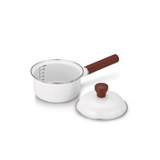 화이트 법랑냄비 18cm 편수냄비 인덕션 라면냄비, 화이트 법랑냄비 18cm 편수냄비 / 인덕션 라면냄비, 1개