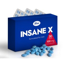 MAPEinc 영국직배 INSANE X 남성용 블루 엘리트 100mg 강화된 근력 견고하고 지속적인 성능 천연 허브 에너지 및 남성 강화 보충제, 1개, 30정 - bvx100