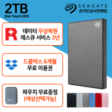 씨게이트 외장하드 2TB 2테라 원터치 외장 HDD USB 맥북 컴퓨터 저장장치 데이터복구, (2) 실버파우치, 05.스페이스 그레이 - 씨게이트하드2tb