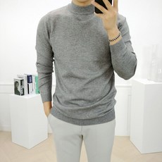 로니제이 남자 겨울 울 피치 기모 면 스판 반목 폴라티