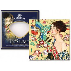영국직송 카르마니 - Assiette Carrette en verre avec Peinture en insonventail de Gustav Klimt 13 x 13cm., 단일옵션
