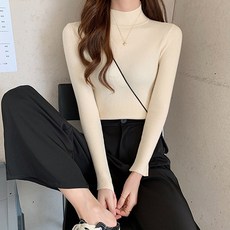 paramicia 슬림 긴팔 니트 골지 반폴라