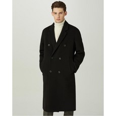 헤지스 남성 19FW [H-ESSENTIAL]블랙 울캐시 핸드메이드 더블코트 HZCO9D801BK