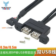 케이디 trading null 띠나사 공 가능 고정 메인보드 9PIN 이적 USB20 두 식구 확장함 선 9바늘 겹, 0.5m, 블랙