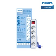 필립스 디자인컬러탭 4000W 고용량멀티탭 과부하차단 4구, 블루, 4구 3M, 1개