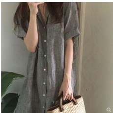 [BINIWU]간절기 가을긴팔셔츠 칼라 루즈핏 반팔 셔츠 원피스
