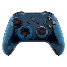 eXtremeRate Xbox One S / X 용 eXtremeRate 케이스 Xbox One S / Xbox One X 컨트롤러 모델 1708 용 케이스 커버 쉘 스킨 셸 액세서리 세트 (파란색 투명)-52014, 01.부드러운, 08.파란색 투명
