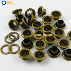 200 세트 앤티크 황동 라운드 아일렛 그로밋 내부 스틸 메쉬 8 4.5 5mm 외경 내경 높이