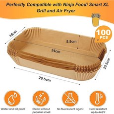 대형 직사각형 일회용 양피지 에어 프라이어 닌자 FG551 푸디 스마트 XL 6 인 1 실내 그릴용개, 01 100Pcs Large