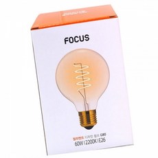 [에이치플러스몰] FOCUS 필라멘트 디자인 램프 G80 60W 2200K E26, 없음, 1개, 상세 설명 참조