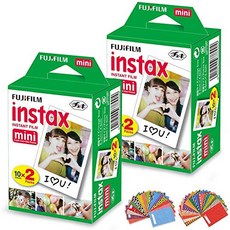 FujiFilm Instax Mini Instant Film 2 Pack (2 x 20) Total of 40 Sheets + 60 Assorted Colorful Photo Stickers - Compatible with FujiFilm Instax 9 8, 본문참고, FujiFilm Instax Mini Instant Film 2 Pack (2 x 20) Total of 40 Sheets + 60 Assorted Colorful Photo Stickers - Compatible with FujiFilm Instax 9, 8