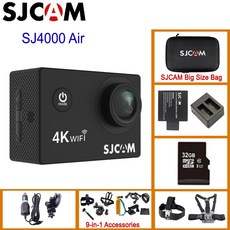 액션캠 SJCAM SJ4000 AIR 4K 30fps Action Camera Full HD Allwinner Chipset 4K WiFi Sport DV 2.0 Mini Helmet Camera Waterproof Sports DV, Black 193 Bundle1