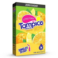 Tampico Singles To Go Drink Mix 패킷 시트러스 펀치 6개입 박스 - 무설탕 저칼로리 파우더 음료 패킷 1회 제공량당 비타민 C 100% DV 편리, 6 Ounce (Pack of 1)_시트러스 펀치, 21.7g