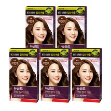 댕기머리 NEW 뉴골드 새치머리용 한방 칼라 크림 4호 자연갈색 염색제 염색약 묶음행사, 5개