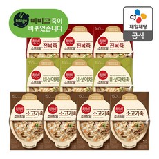 bibigo 비비고 죽 280g X 10팩 (소고기4+버섯야채3+전복3), 1세트