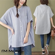 아이엠몽 여성 스프라이트 언발 여름 반팔 심플 셔츠 블라우스 루즈핏 데일리룩 코디하기좋은 MC발랑KSY