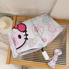 산리오 헬로 키티 여성 우산 양산 비 이중 사용 귀여운 3 접이식 학생 야외 자외선 차단 액세서리 10050060083674501