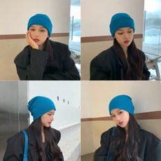 겨울 가을 비니모자 여성 솔리드 무지 INS 니트모자 트렌드 보호 귀싸대기판 보온 참외 껍질 쿨링