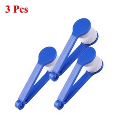 안경 청소 도구 미니 휴대용 다기능 양면 브러시 마이크로 화이버 클리너, 3 Pcs Blue, 22.3 Pcs Blue