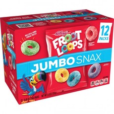 Froot Loops 켈로그 Froot Loops Jumbo Snax 시리얼 스낵 오리지널 160ml 12개