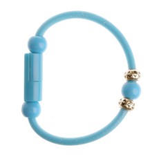 안드로이드 폰 용 짧은 Roud Bead Bracelet USB 유형 C 데이터 동기화 케이블, 파란색, 1개