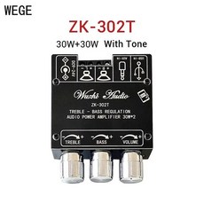 WEGE ZK-302 302T 30W x 2 2.0 채널 스테레오 오디오 디지털 파워 앰프 보드 BT 5.1 트레블 베이스 Wuzhi 앱 AUX USB, 톤이 있는 302t, 02 302T with tone, 1개 - 디오슬래쉬